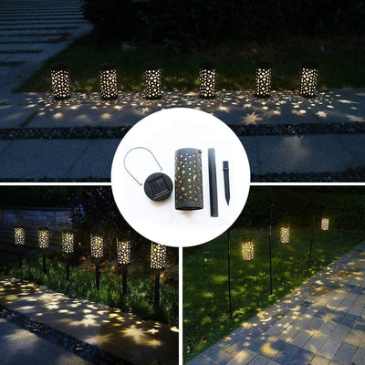 Modern Minimalist Solar Waterproof Cylinder Moon Skeleton Iron Plastic LED Ground Plug Landscape Lamp For Garden