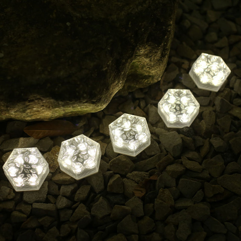 Modern Minimalist Solar Waterproof Hexagonal Ice Tile ABS PVC LED Lawn Landscape Light For Outdoor Patio