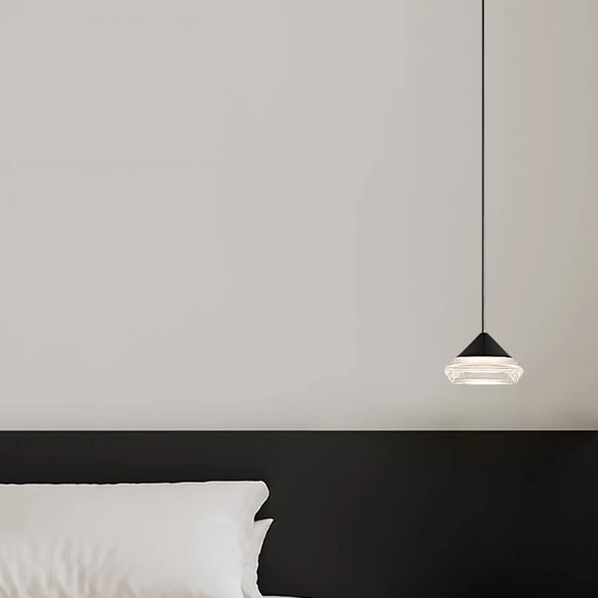 Modern Minimalist Triangle Round Cylinder Base Aluminum Acrylic LED Pendant Light For Bedroom