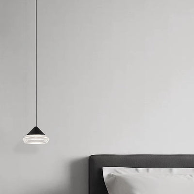 Modern Minimalist Triangle Round Cylinder Base Aluminum Acrylic LED Pendant Light For Bedroom