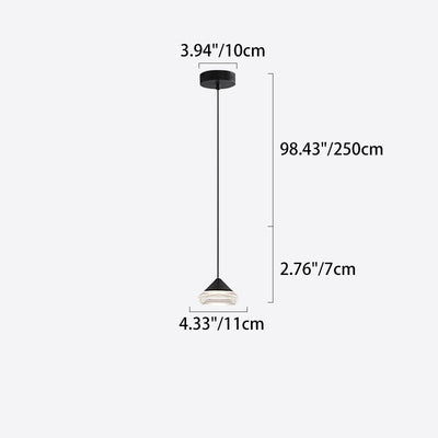 Modern Minimalist Triangle Round Cylinder Base Aluminum Acrylic LED Pendant Light For Bedroom