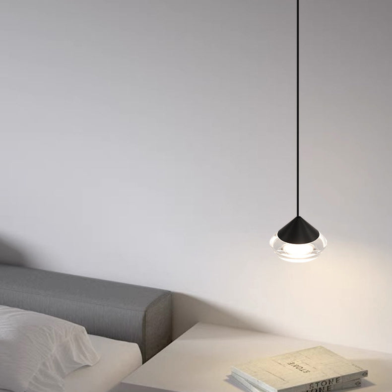 Modern Minimalist Triangle Round Cylinder Base Aluminum Acrylic LED Pendant Light For Bedroom