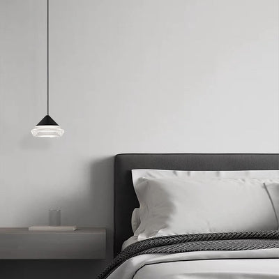 Modern Minimalist Triangle Round Cylinder Base Aluminum Acrylic LED Pendant Light For Bedroom