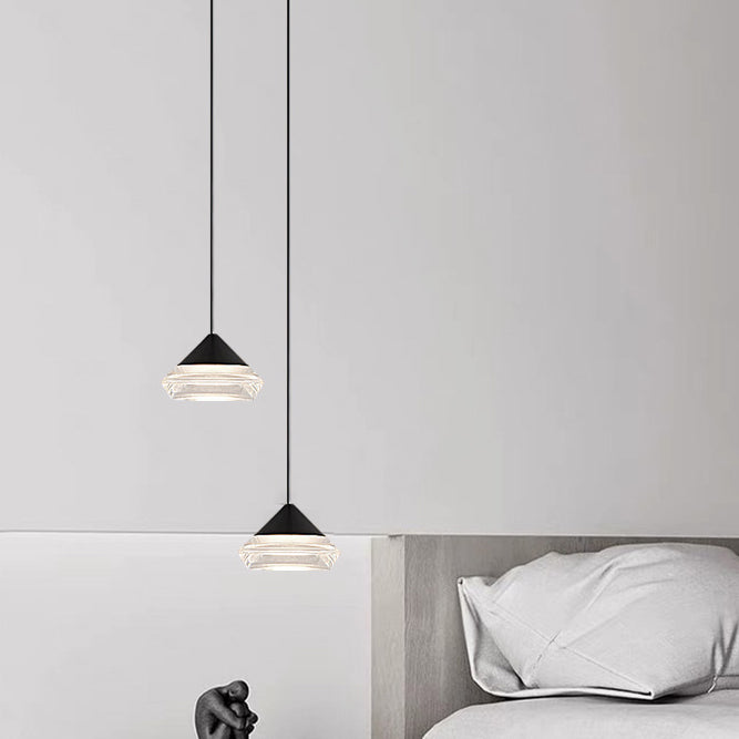 Modern Minimalist Triangle Round Cylinder Base Aluminum Acrylic LED Pendant Light For Bedroom