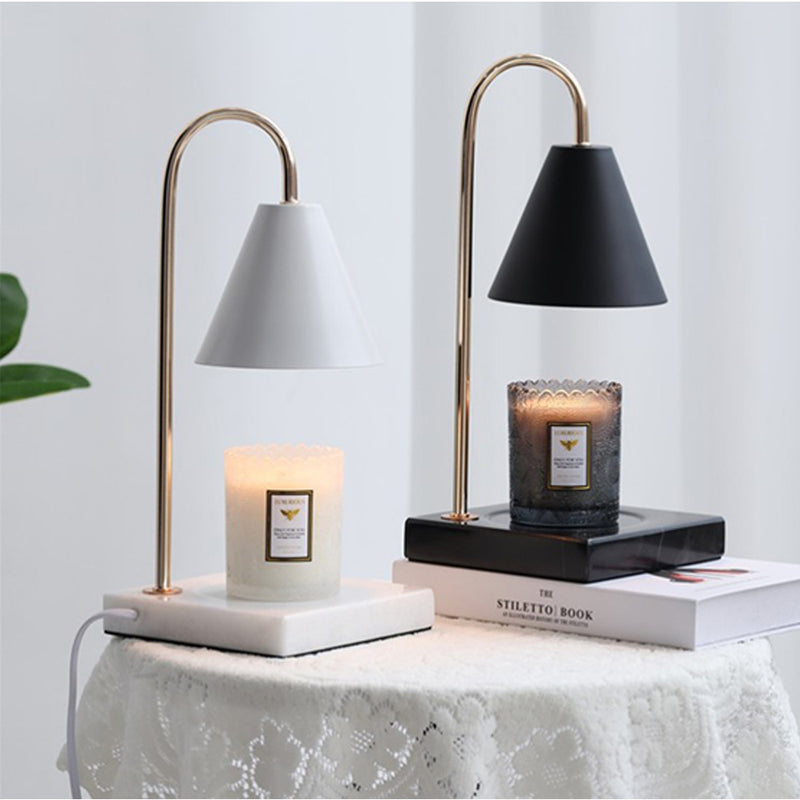 Contemporary Scandinavian Round Square Iron Marble 1-Light Melting Wax Table Lamp For Bedroom