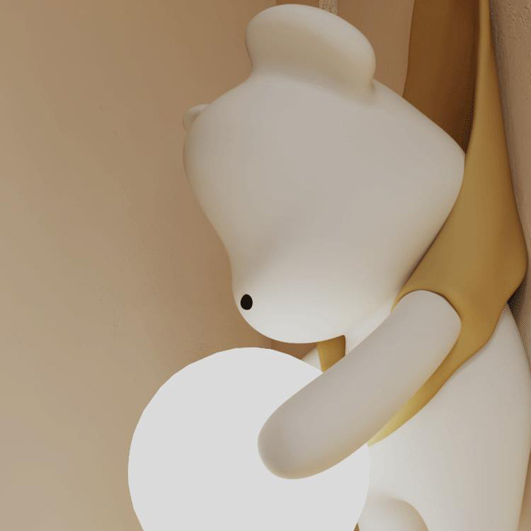 Contemporary Creative Cartoon Kids Bear Resin Plastic 1-Light Wall Sconce Lamp For Bedroom