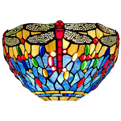 Traditional Tiffany Dragonfly Stained Glass Goddess Resin Base 1-Light Table Lamp For Home Office