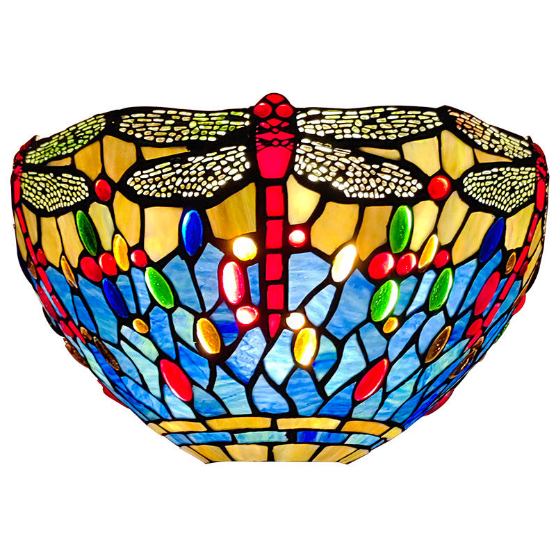 Traditional Tiffany Dragonfly Stained Glass Goddess Resin Base 1-Light Table Lamp For Home Office