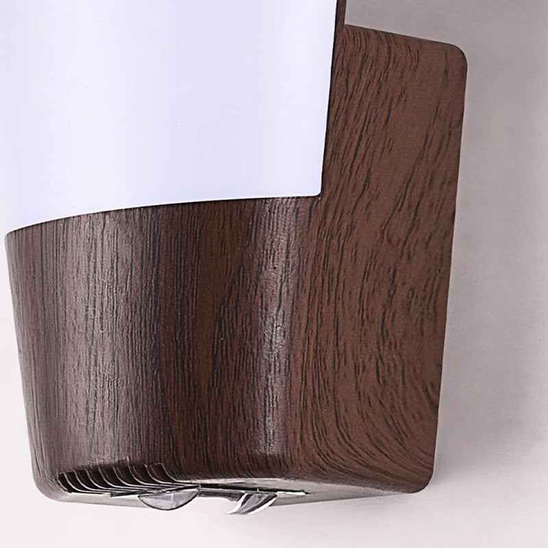 Modern Simplicity ABS Imitation Wood Grain Curved LED Waterproof Outdoor Wall Sconce Lamp For Garden