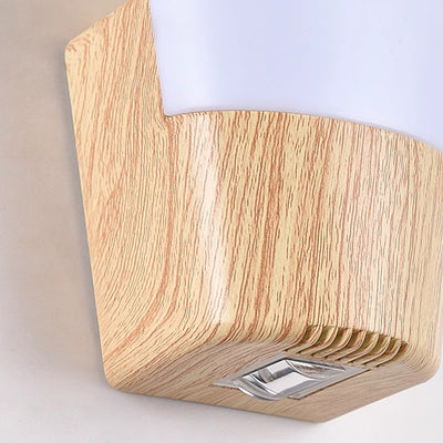 Modern Simplicity ABS Imitation Wood Grain Curved LED Waterproof Outdoor Wall Sconce Lamp For Garden