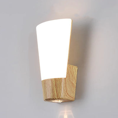 Modern Simplicity ABS Imitation Wood Grain Curved LED Waterproof Outdoor Wall Sconce Lamp For Garden