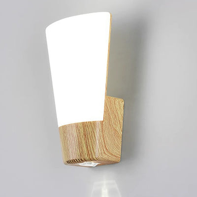 Modern Simplicity ABS Imitation Wood Grain Curved LED Waterproof Outdoor Wall Sconce Lamp For Garden