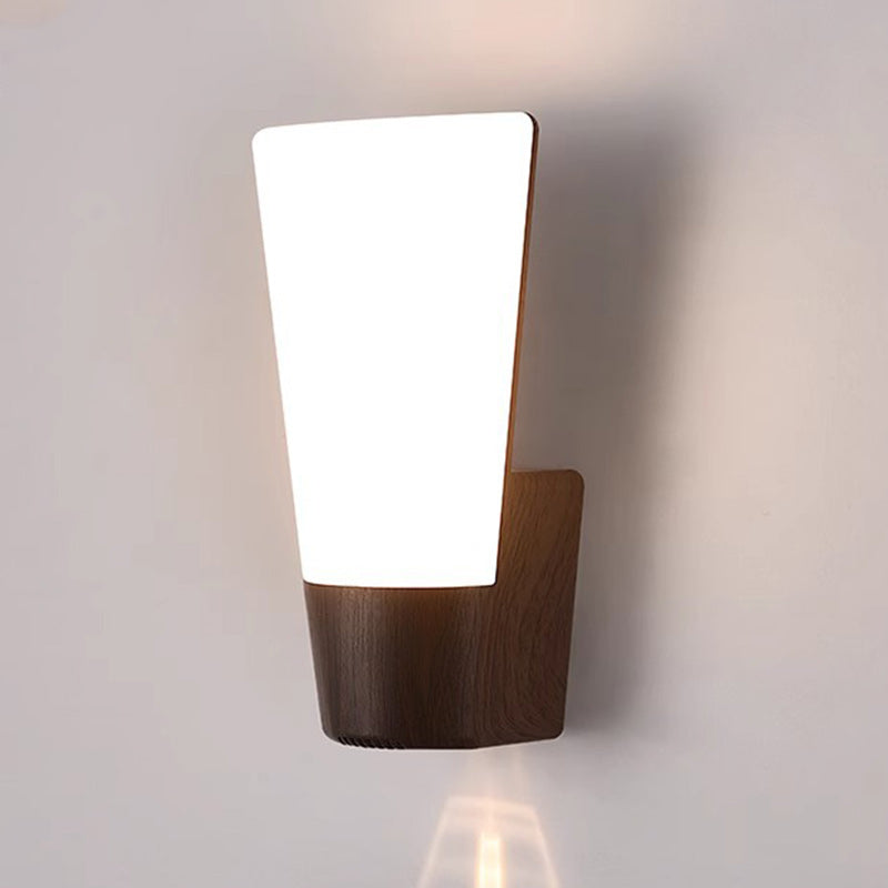 Modern Simplicity ABS Imitation Wood Grain Curved LED Waterproof Outdoor Wall Sconce Lamp For Garden