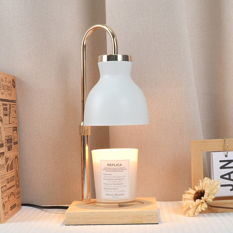 Contemporary Simplicity Iron Wood Square Base 1-Light Melting Wax Table Lamp For Bedroom