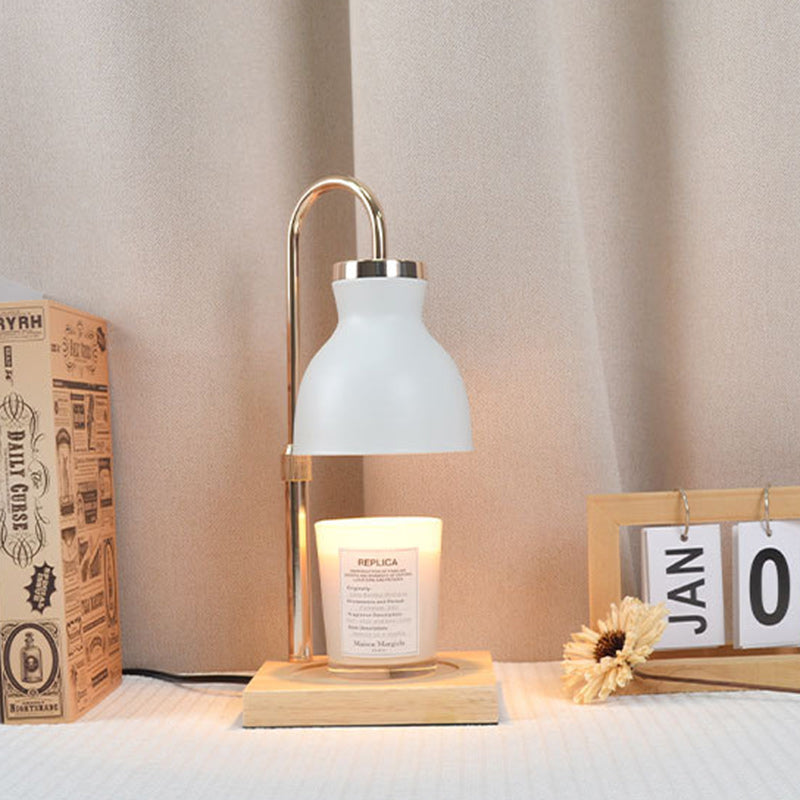 Contemporary Simplicity Iron Wood Square Base 1-Light Melting Wax Table Lamp For Bedroom