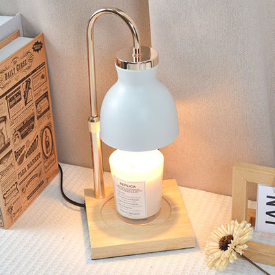 Contemporary Simplicity Iron Wood Square Base 1-Light Melting Wax Table Lamp For Bedroom