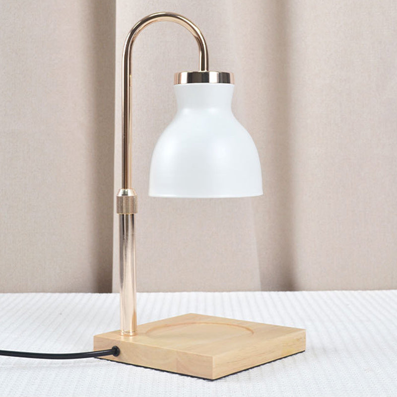 Contemporary Simplicity Iron Wood Square Base 1-Light Melting Wax Table Lamp For Bedroom