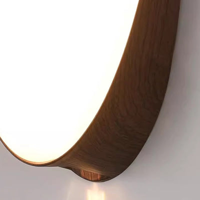 Modern Simplicity Oval Wood Grain ABS LED Waterproof Outdoor Wall Sconce Lamp For Garden