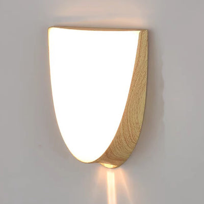 Modern Simplicity Oval Wood Grain ABS LED Waterproof Outdoor Wall Sconce Lamp For Garden