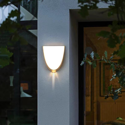 Modern Simplicity Oval Wood Grain ABS LED Waterproof Outdoor Wall Sconce Lamp For Garden