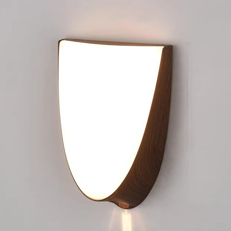 Modern Simplicity Oval Wood Grain ABS LED Waterproof Outdoor Wall Sconce Lamp For Garden