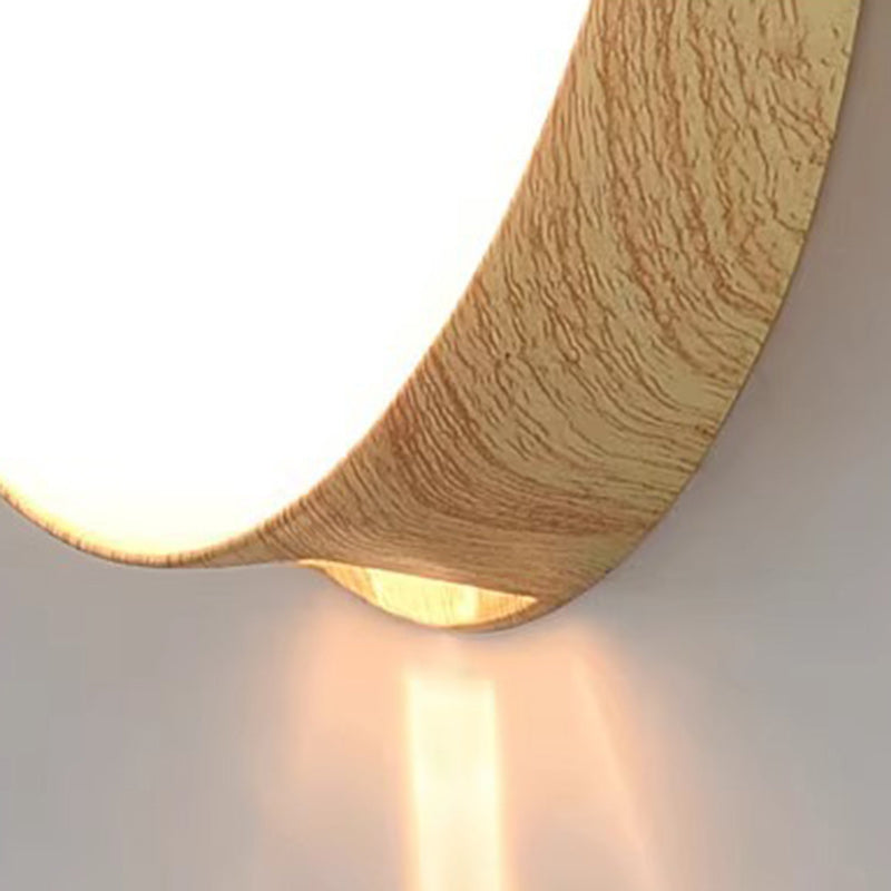 Modern Simplicity Oval Wood Grain ABS LED Waterproof Outdoor Wall Sconce Lamp For Garden