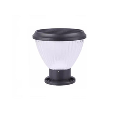 Contemporary Industrial Solar Aluminum PC Round 1-Light Outdoor Post Light For Garden