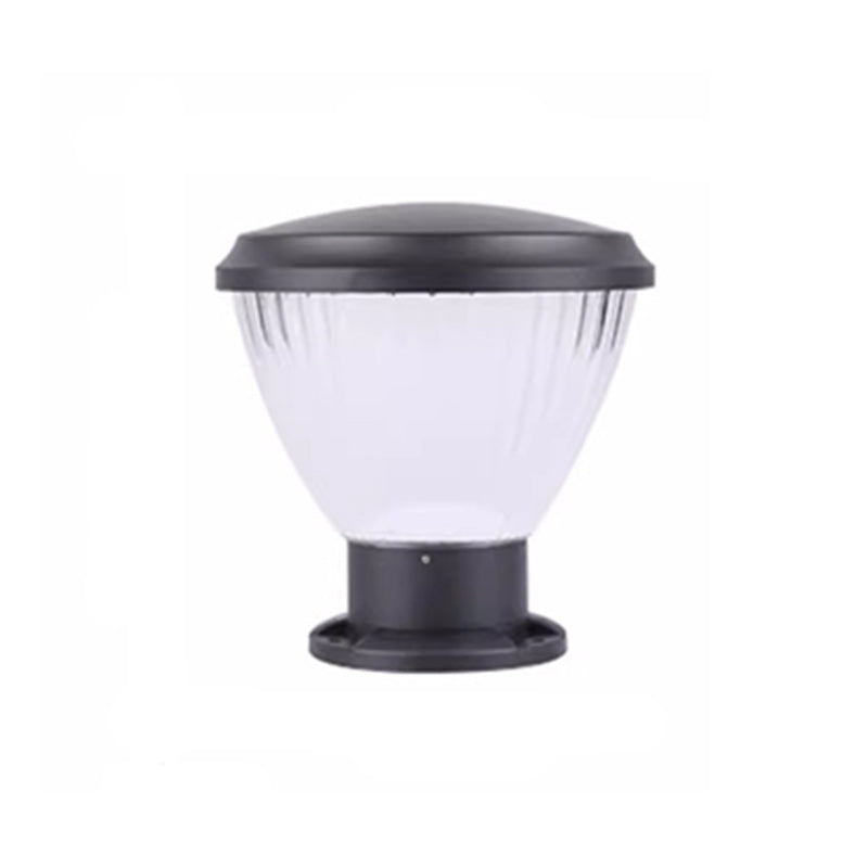 Contemporary Industrial Solar Aluminum PC Round 1-Light Outdoor Post Light For Garden