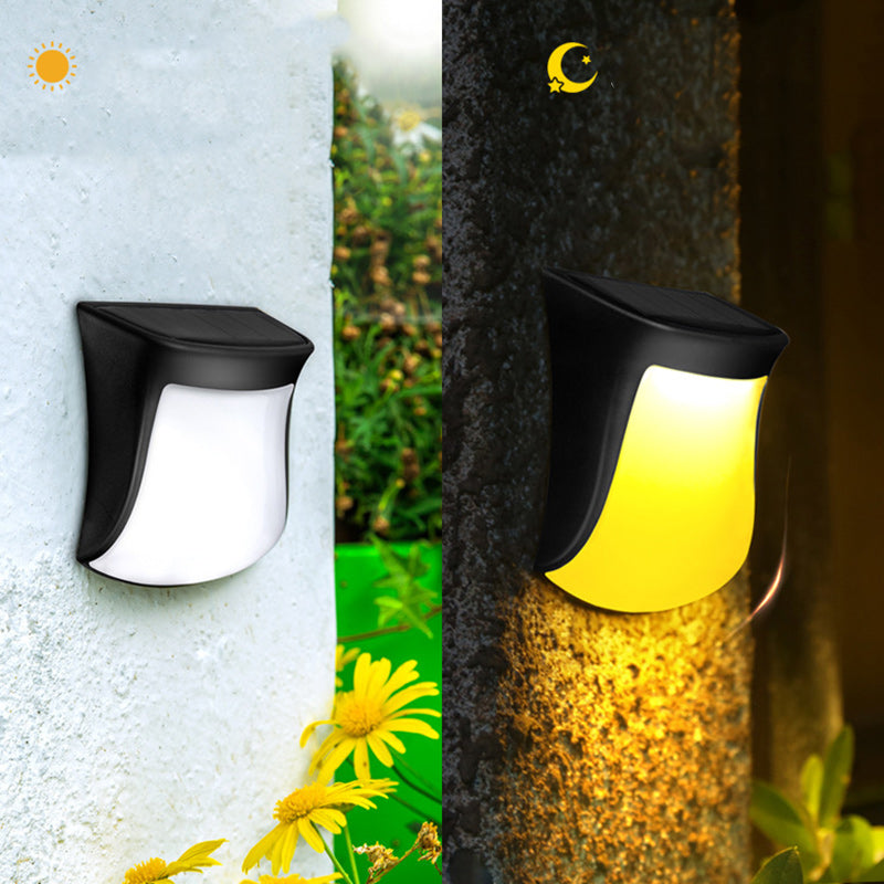 Contemporary Industrial Curved ABS Solar Waterproof LED Outdoor Wall Sconce Lamp For Garden