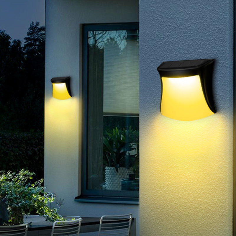 Contemporary Industrial Curved ABS Solar Waterproof LED Outdoor Wall Sconce Lamp For Garden