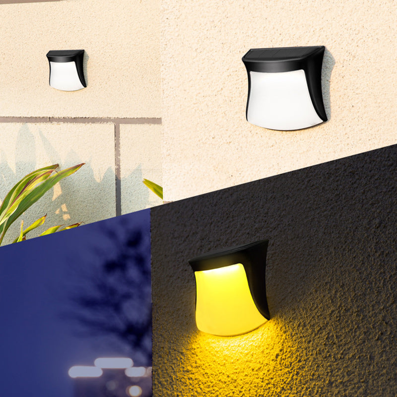 Contemporary Industrial Curved ABS Solar Waterproof LED Outdoor Wall Sconce Lamp For Garden