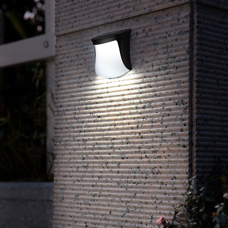 Contemporary Industrial Curved ABS Solar Waterproof LED Outdoor Wall Sconce Lamp For Garden