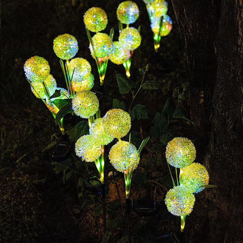 Contemporary Creative Artificial Dandelion Flower LED Solar Waterproof Lawn Insert Light For Outdoor Patio