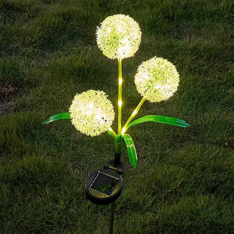 Contemporary Creative Artificial Dandelion Flower LED Solar Waterproof Lawn Insert Light For Outdoor Patio