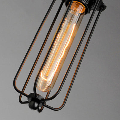 Contemporary Retro Cylindrical Iron Glass 1-Light Pendant Light For Dining Room