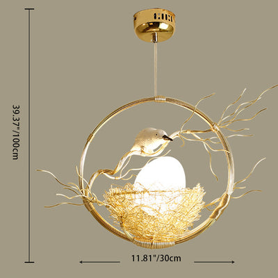 Contemporary Creative Bird Nest Aluminum Iron 1-Light Pendant Light For Dining Room