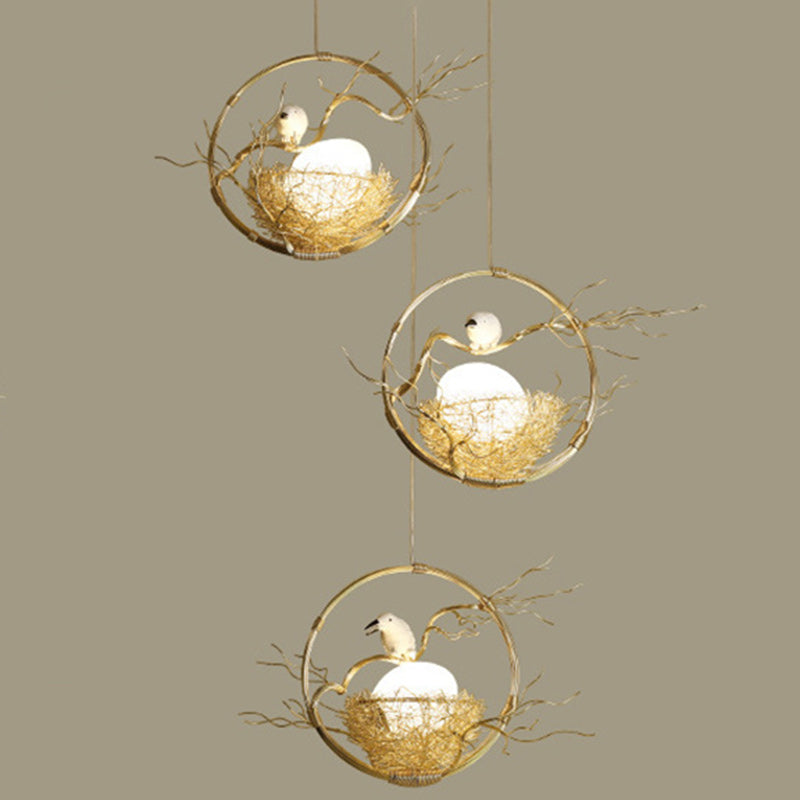 Contemporary Creative Bird Nest Aluminum Iron 1-Light Pendant Light For Dining Room