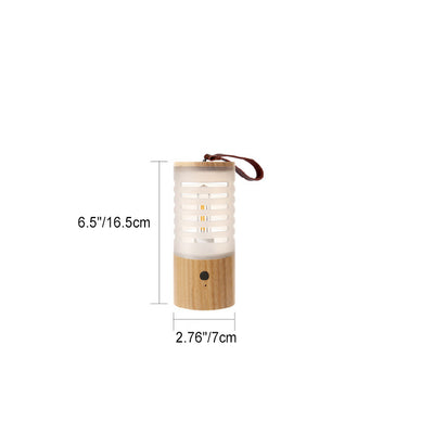 Contemporary Retro Wooden Cylindrical USB Charging LED Portable Outdoor Light Camping Light For Outdoor Patio