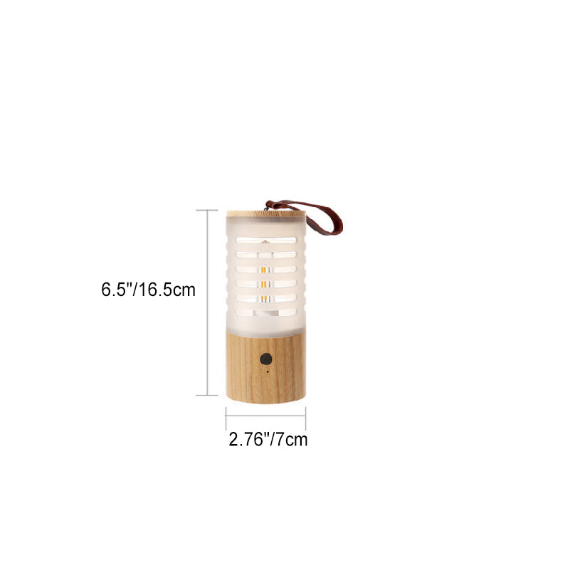 Contemporary Retro Wooden Cylindrical USB Charging LED Portable Outdoor Light Camping Light For Outdoor Patio