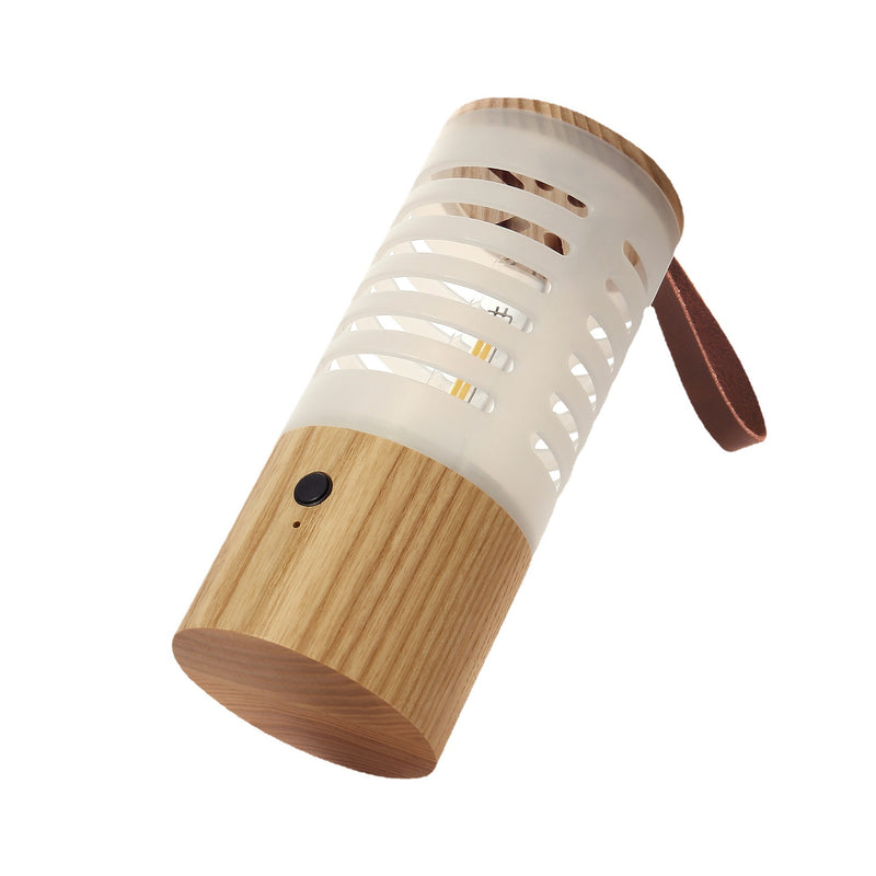 Contemporary Retro Wooden Cylindrical USB Charging LED Portable Outdoor Light Camping Light For Outdoor Patio