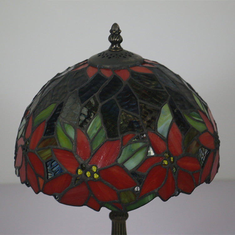 Traditional Tiffany Sunflower Stained Glass Dome 1-Light Table Lamp For Study