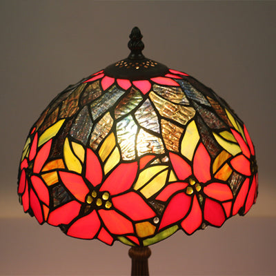 Traditional Tiffany Sunflower Stained Glass Dome 1-Light Table Lamp For Study