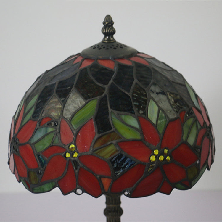 Traditional Tiffany Sunflower Stained Glass Dome 1-Light Table Lamp For Study