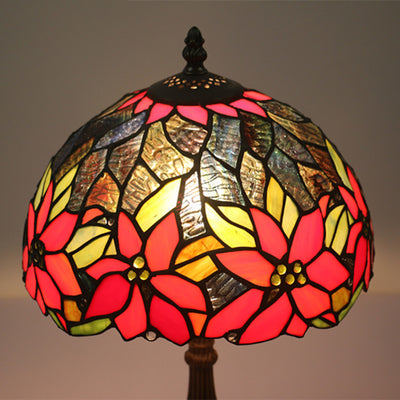 Traditional Tiffany Sunflower Stained Glass Dome 1-Light Table Lamp For Study