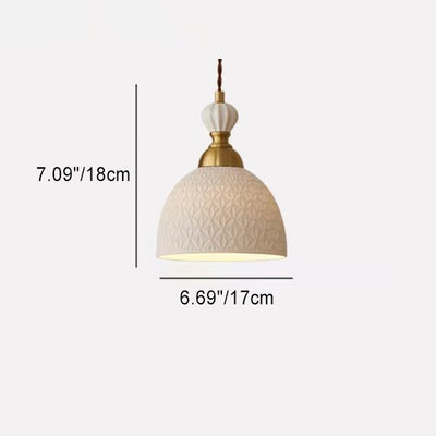 Traditional French Full Copper Ceramic Semicircle 1-Light Pendant Light For Dining Room