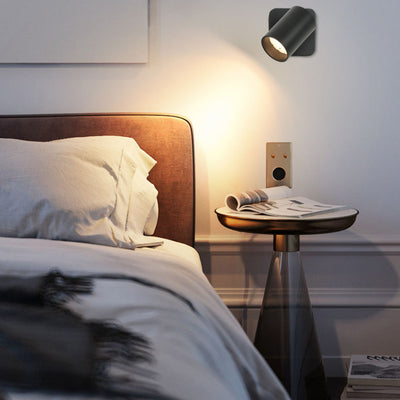 Modern Simplicity Iron Aluminum Cylinder LED Rotatable Spotlight Wall Sconce Lamp For Bedroom