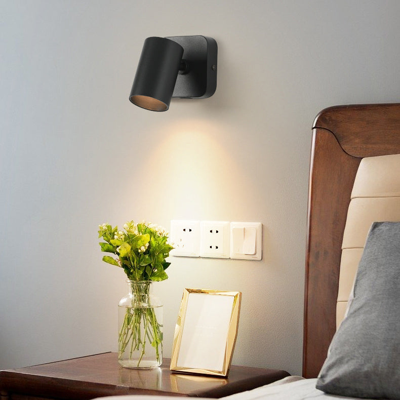 Modern Simplicity Iron Aluminum Cylinder LED Rotatable Spotlight Wall Sconce Lamp For Bedroom