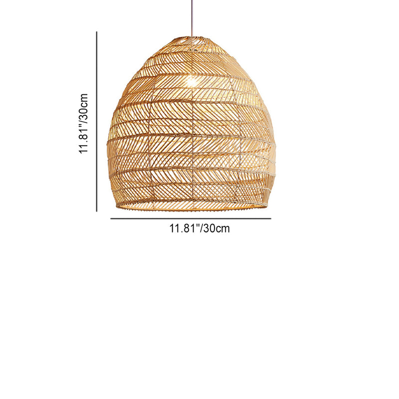 Traditional Farmhouse Oval Rattan Weaving 1-Light Pendant Light For Dining Room