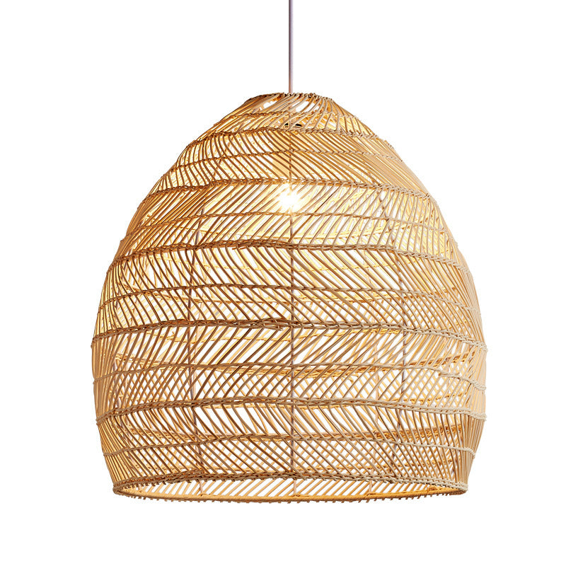 Traditional Farmhouse Oval Rattan Weaving 1-Light Pendant Light For Dining Room