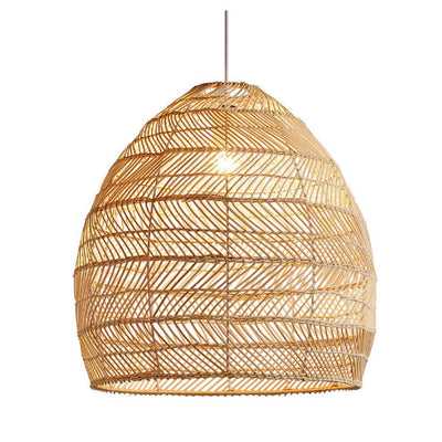 Traditional Farmhouse Oval Rattan Weaving 1-Light Pendant Light For Dining Room